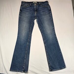 Levis 515 Bootcut Jeans Womens 12 L Medium Wash Blue Denim Stretch Distressed